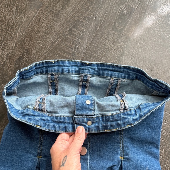 Denim Button-Up Strapless Top - Picture 3 of 5